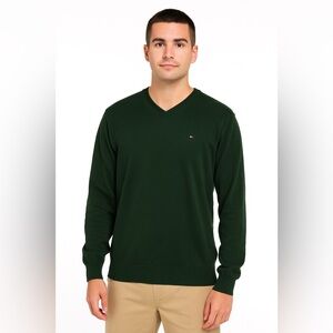 Tommy Hilfiger Green V-Neck Sweater